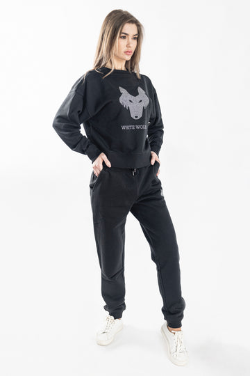 Jogging Pants Black - White Wolves