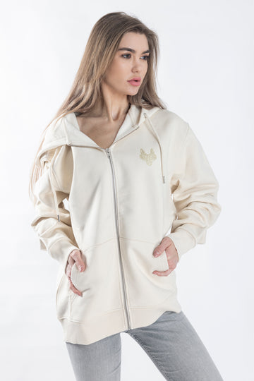 Oversized Sweater Jacket For Women - White Wolves