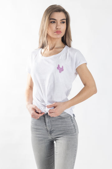 Basic T-Shirt White Crystal logo - White Wolves