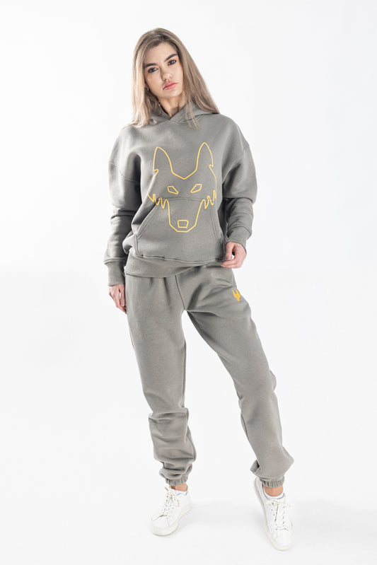 Oversized Jogging Set Hoodie For Women logo In Back color kaki