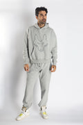 Oversized Jogging Set Hoodie For Women logo In Back color light grey - White Wolves