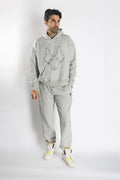 Oversized Jogging Set Hoodie For Women logo In Back color light grey - White Wolves