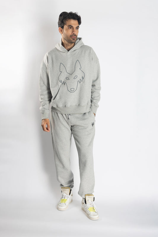Oversized Jogging Set Hoodie For Women logo In Back color light grey - White Wolves