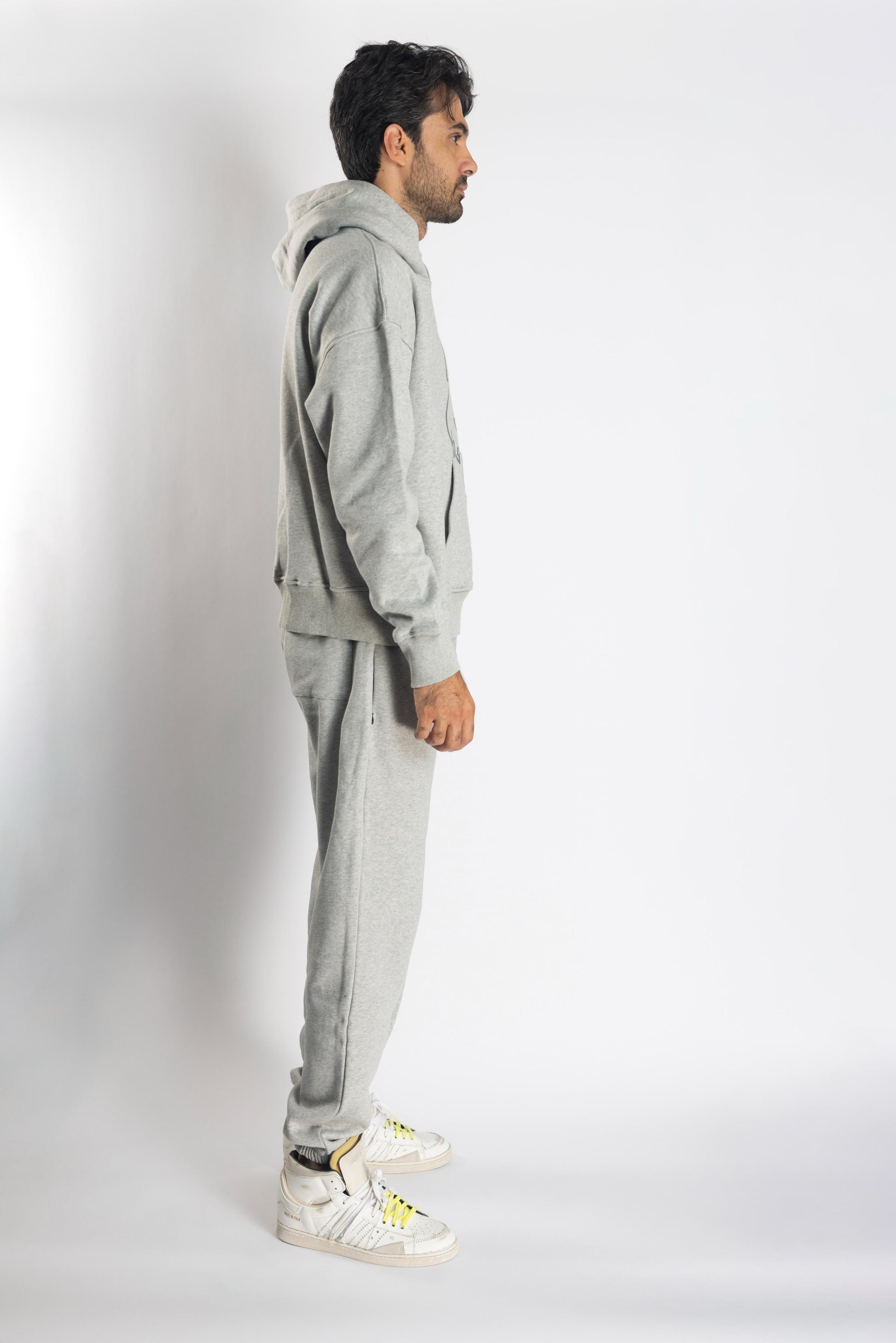 Oversized Jogging Set Hoodie For Women logo In Back color light grey - White Wolves