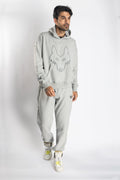 Oversized Jogging Set Hoodie For Women logo In Back color light grey - White Wolves