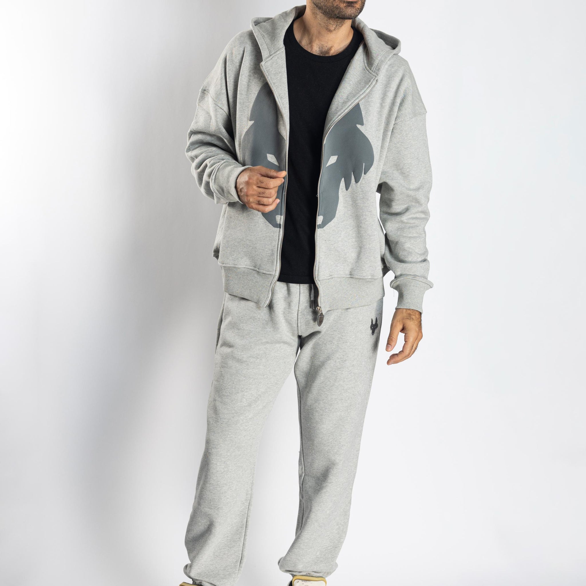 Oversized Jogging Set Vest & Pants  For Men - White Wolves