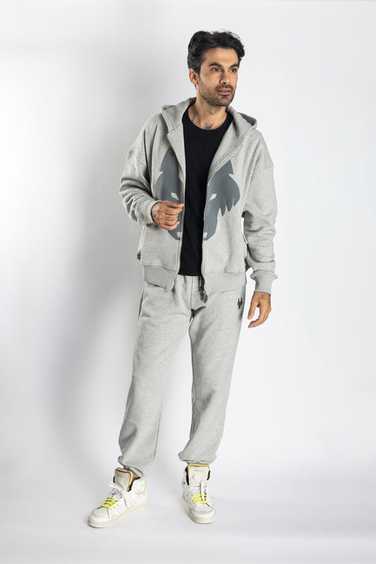 Oversized Jogging Set Vest & Pants  For Men - White Wolves