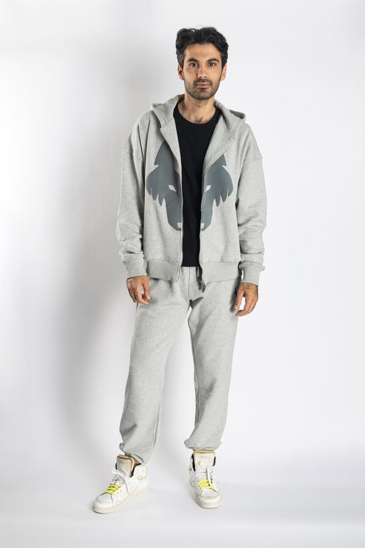 Oversized Jogging Set Vest & Pants  For Men - White Wolves