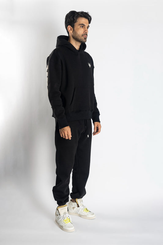 Oversized Jogging Set Hoodie For Men With Large White Wolves Print In Back - White Wolves