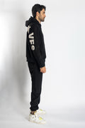 Oversized Jogging Set Hoodie For Men With Large White Wolves Print In Back - White Wolves