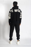 Oversized Jogging Set Hoodie For Men With Large White Wolves Print In Back - White Wolves
