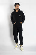 Oversized Jogging Set Hoodie For Men With Large White Wolves Print In Back - White Wolves