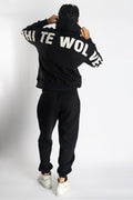 Oversized Jogging Set Hoodie For Men With Large White Wolves Print In Back - White Wolves