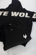 Oversized Jogging Set Hoodie For Men With Large White Wolves Print In Back - White Wolves