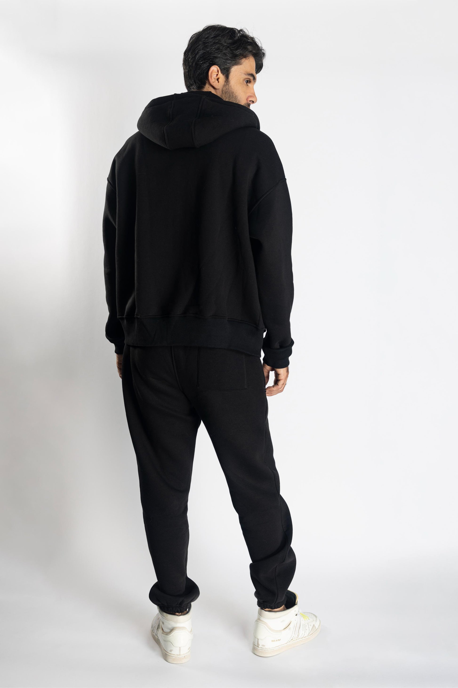 Oversized Jogging Set  For Men Jacket + Pants color black - White Wolves