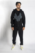 Oversized Jogging Set  For Men Jacket + Pants color black - White Wolves