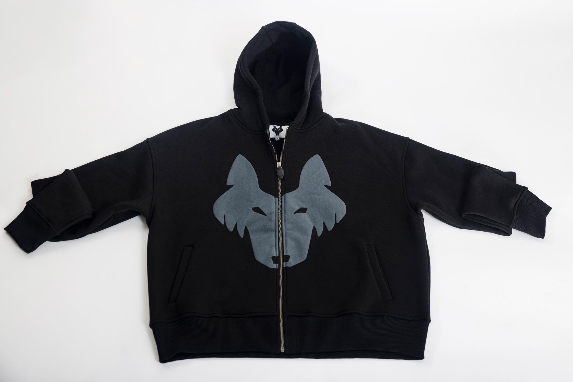 Oversized Jogging Set  For Men Jacket + Pants color black - White Wolves