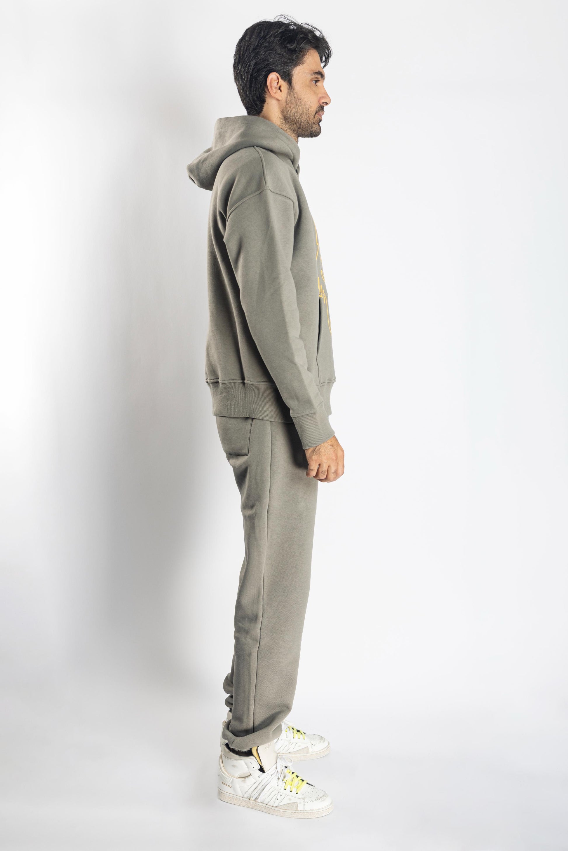 Oversized Jogging Set Hoodie For Men logo In Back color kaki - White Wolves