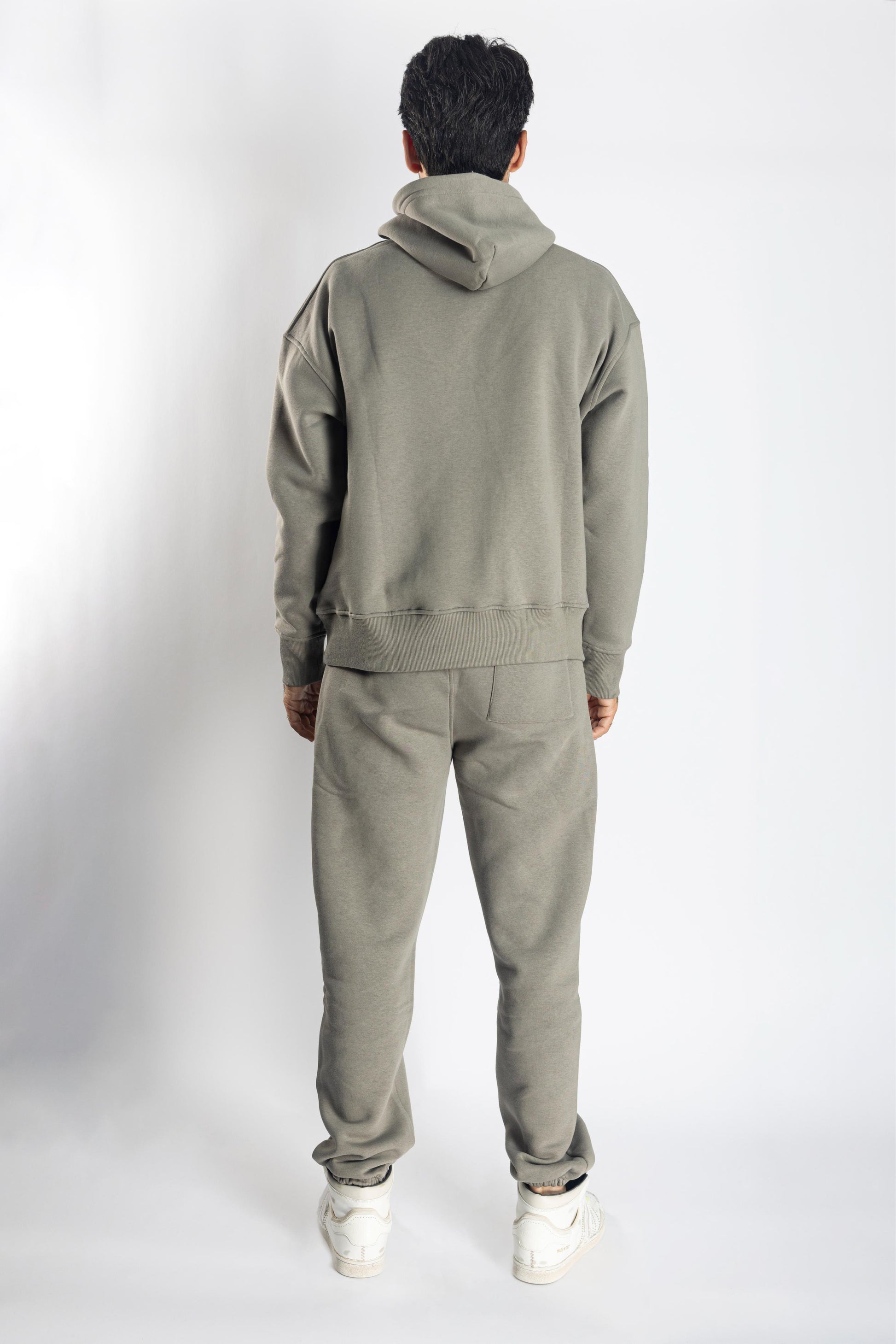 Oversized Jogging Set Hoodie For Men logo In Back color kaki - White Wolves