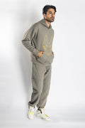 Oversized Jogging Set Hoodie For Men logo In Back color kaki - White Wolves