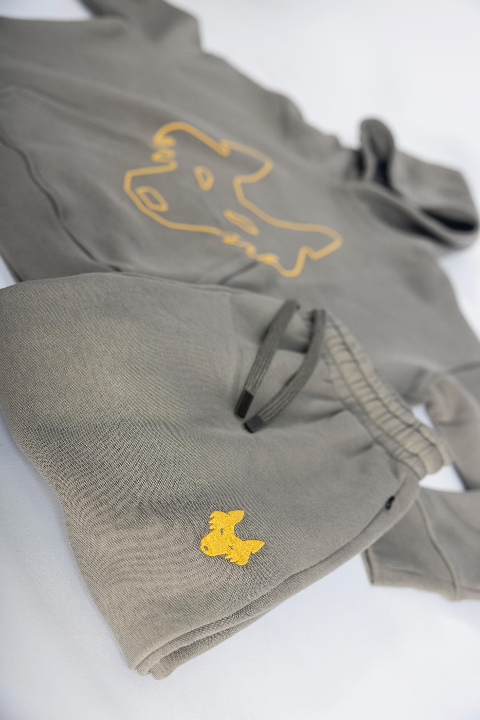 Oversized Jogging Set Hoodie For Men logo In Back color Beige - White Wolves