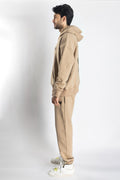 Oversized Jogging Set Hoodie For Men logo In Back color Beige - White Wolves