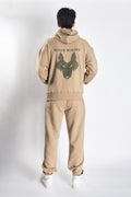 Oversized Jogging Set Hoodie For Men logo In Back color Beige - White Wolves