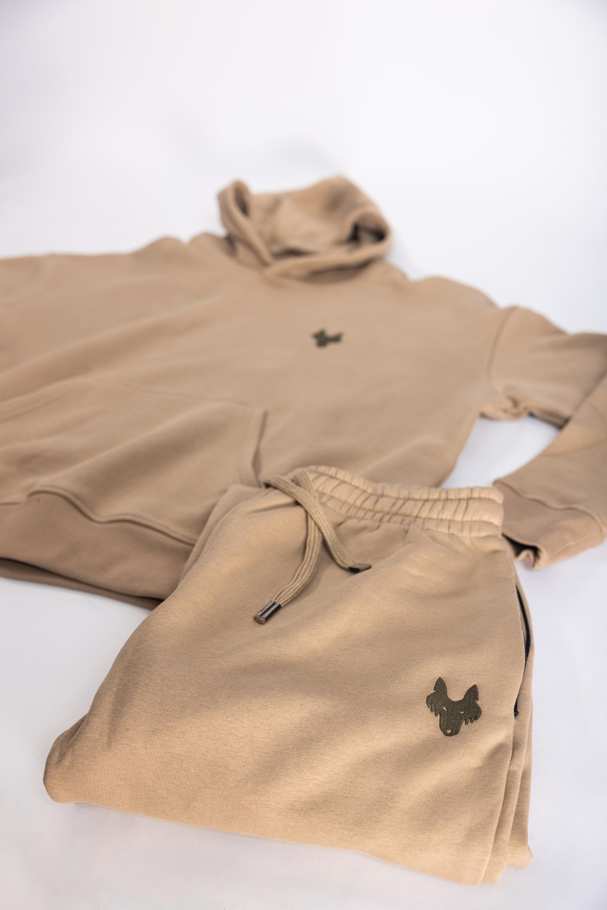 Oversized Jogging Set Hoodie For Men logo In Back color Beige - White Wolves